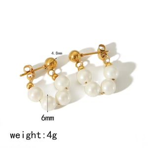 1 Pair Simple Sweet Style Bead Shape Inlay Artificial Pearl Stainless Steel  Gold Color Women's Stud Earrings h5 Picture3